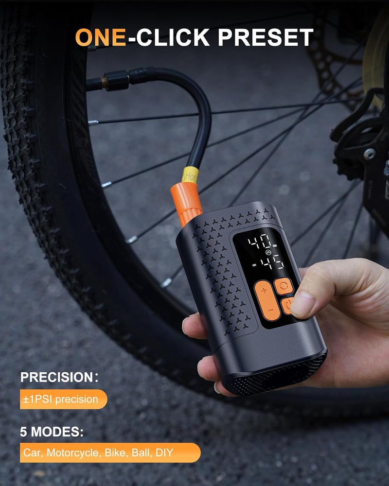 Aucoza Electric Bike Pump, 160PSI Mini Bike Tire Pump, 4X Fast Bicycle Pump with Digital Pressure Gauge, Bike Air Pump for Mountain Bike, Moto, Car and Balls - Image 4